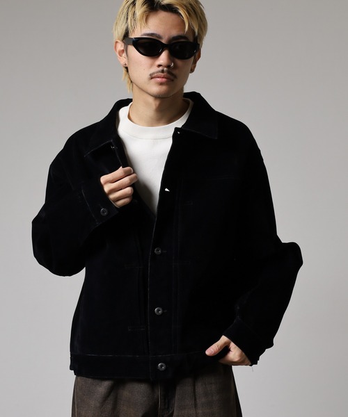 many men many mind(メニーメンメニーマインド)の「MANYMENMANYMINDS フロッキー加工デニム/PUコーティング加工デニム/トラッカーJKT(デニムジャケット・メンズ・ブラック系1/ブラウン系/ブラック系2・M/L)」の18枚目の写真