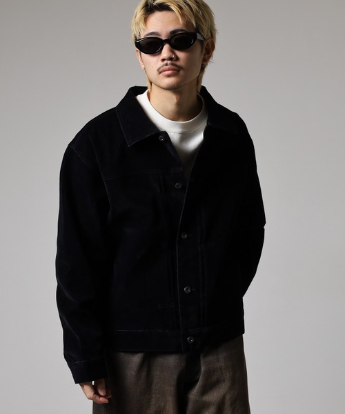 many men many mind(メニーメンメニーマインド)の「MANYMENMANYMINDS フロッキー加工デニム/PUコーティング加工デニム/トラッカーJKT(デニムジャケット・メンズ・ブラック系1/ブラウン系/ブラック系2・M/L)」の19枚目の写真