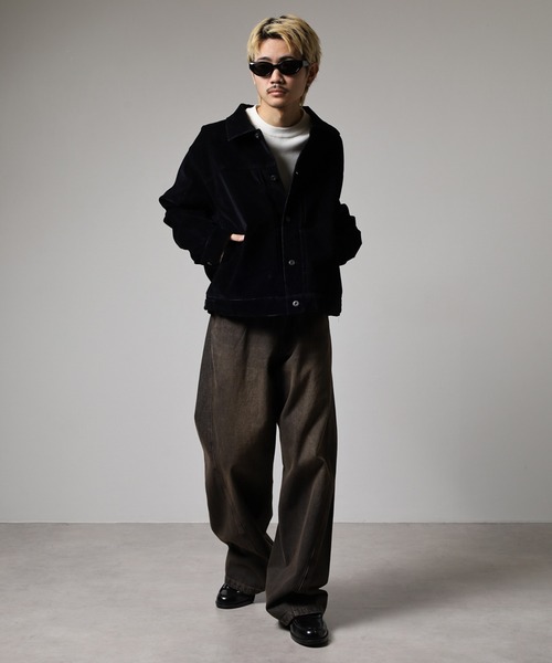 many men many mind(メニーメンメニーマインド)の「MANYMENMANYMINDS フロッキー加工デニム/PUコーティング加工デニム/トラッカーJKT(デニムジャケット・メンズ・ブラック系1/ブラウン系/ブラック系2・M/L)」の20枚目の写真
