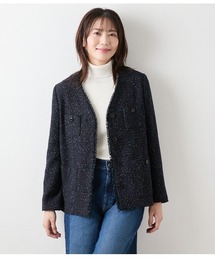 NEWYORKER | ネオンカラーミックスツィード ノーカラージャケット(テーラードジャケット)