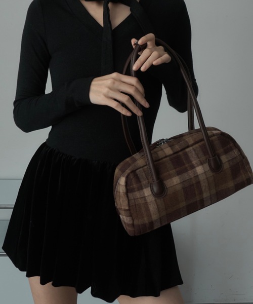 チェック柄ボストンバッグ（ボストンバッグ）｜Nadana（ナダナ）の