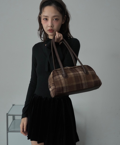 チェック柄ボストンバッグ（ボストンバッグ）｜Nadana（ナダナ）の