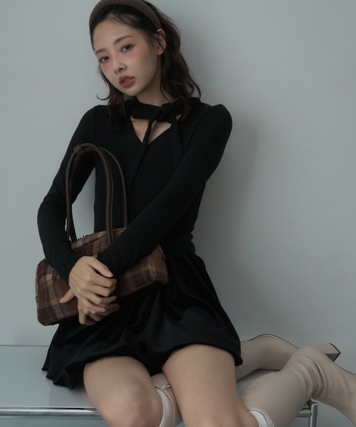 Nadana(ナダナ)の「チェック柄ボストンバッグ(ボストンバッグ・レディース・ブラック/ブラウン・FREE)」の14枚目の写真