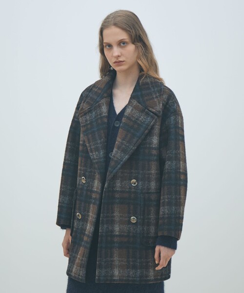 ボンディングチェック ダブルブレストコート（その他アウター