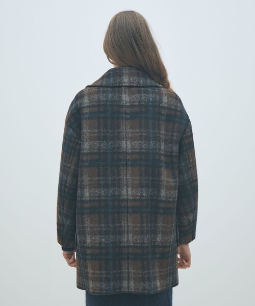 MACPHEE（マカフィー）の「ボンディングチェック ダブルブレストコート（その他アウター・レディース・ブラック系その他/ダークブラウン・36）」の6枚目の写真
