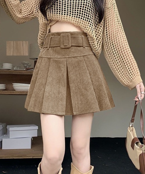 SallyLunn(サリーラン)の「ベルトマークコーデュロイミニスカート(スカート・レディース・ブラック/ブラウン/ベージュ・LARGE/MEDIUM)」の10枚目の写真