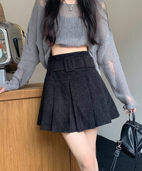 SallyLunn(サリーラン)の「ベルトマークコーデュロイミニスカート(スカート・レディース・ブラック/ブラウン/ベージュ・LARGE/MEDIUM)」の4枚目の写真