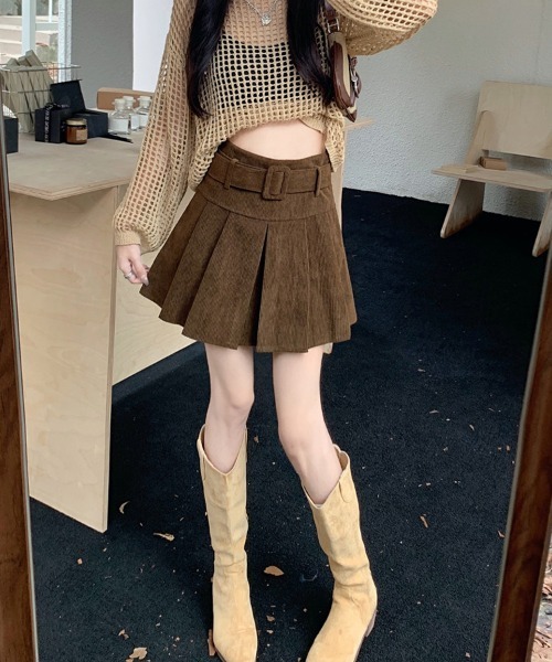 SallyLunn(サリーラン)の「ベルトマークコーデュロイミニスカート(スカート・レディース・ブラック/ブラウン/ベージュ・LARGE/MEDIUM)」の7枚目の写真