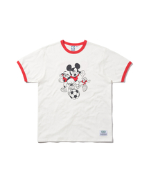DISCUS ATHLETIC（ディスカス　アスレチック）の「Heavyweight Football Mickey and Friends Ringer T-shirt off-white（Tシャツ/カットソー）」