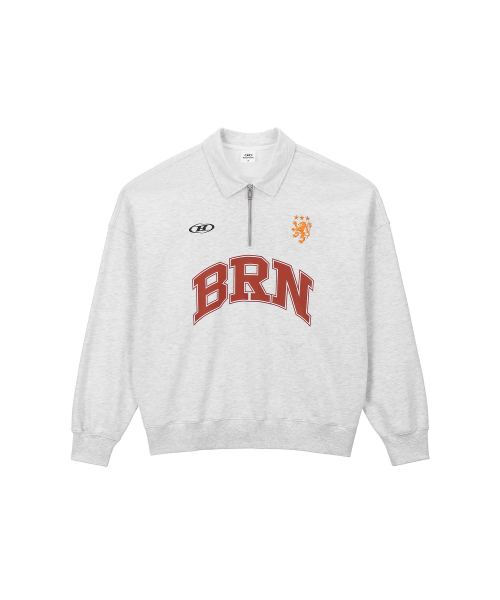 BORN TO WIN（ボーントゥウィン）の「BRN ARCH HALF ZIP UP SWEATSHIRTS [WHITE MELANGE]（スウェット・メンズ・その他・1/2/3）」の2枚目の写真