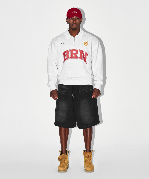BORN TO WIN（ボーントゥウィン）の「BRN ARCH HALF ZIP UP SWEATSHIRTS [WHITE MELANGE]（スウェット・メンズ・その他・1/2/3）」の3枚目の写真