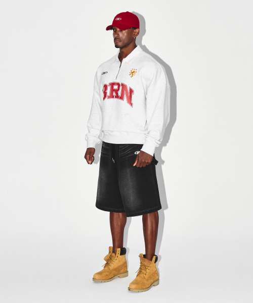 BORN TO WIN（ボーントゥウィン）の「BRN ARCH HALF ZIP UP SWEATSHIRTS [WHITE MELANGE]（スウェット・メンズ・その他・1/2/3）」の4枚目の写真