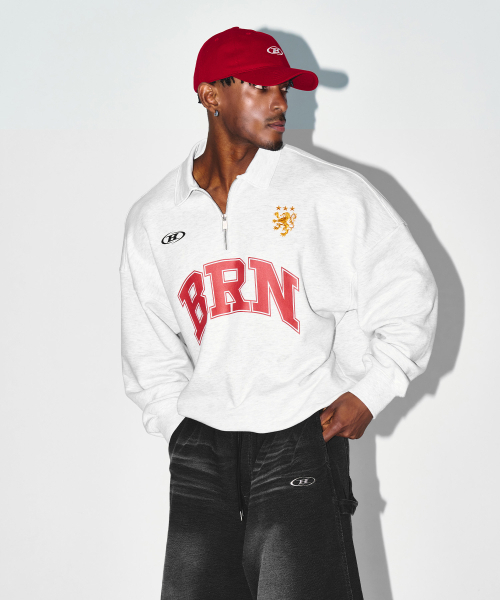 BORN TO WIN（ボーントゥウィン）の「BRN ARCH HALF ZIP UP SWEATSHIRTS [WHITE MELANGE]（スウェット・メンズ・その他・1/2/3）」の8枚目の写真