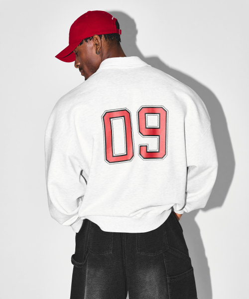 BORN TO WIN（ボーントゥウィン）の「BRN ARCH HALF ZIP UP SWEATSHIRTS [WHITE MELANGE]（スウェット・メンズ・その他・1/2/3）」の9枚目の写真
