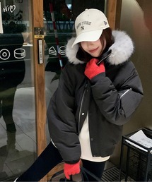 LUCPY（ラクピー）の「エコファーフードショートジャケット（その他アウター・レディース）」