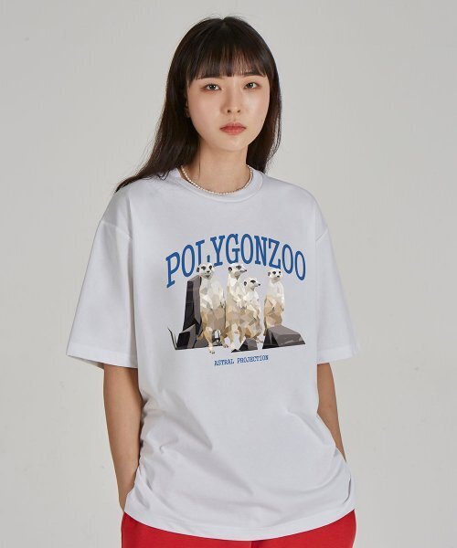 ASTRAL PROJECTION(アストラルプロジェクション)の「ポリゴンミアキャット ラウンドネック 15番手 綿 半袖Tシャツ_ホワイト(Tシャツ/カットソー・レディース・その他・LARGE/X-LARGE)」の1枚目の写真