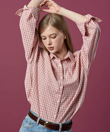 ギンガムチェック オーバーブラウス」に該当するレディース