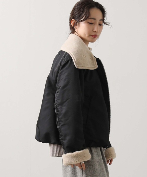 Munich（ミューニック）の「ボアカラーフライトブルゾン（ブルゾン・レディース・ブラック/カーキ・S）」の8枚目の写真