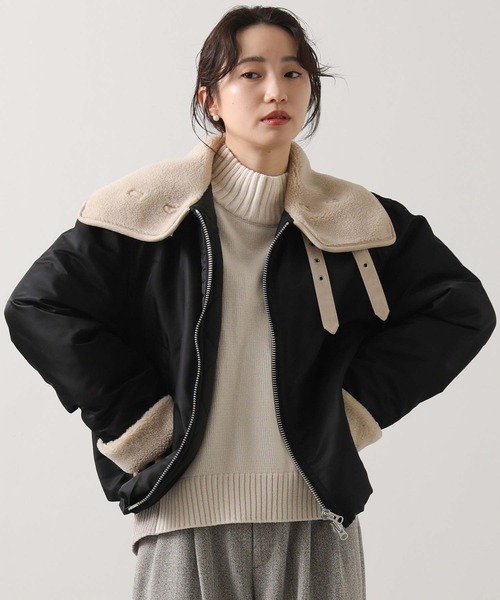 Munich（ミューニック）の「ボアカラーフライトブルゾン（ブルゾン・レディース・ブラック/カーキ・S）」の10枚目の写真