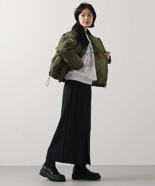 Munich（ミューニック）の「ボアカラーフライトブルゾン（ブルゾン・レディース・ブラック/カーキ・S）」の12枚目の写真