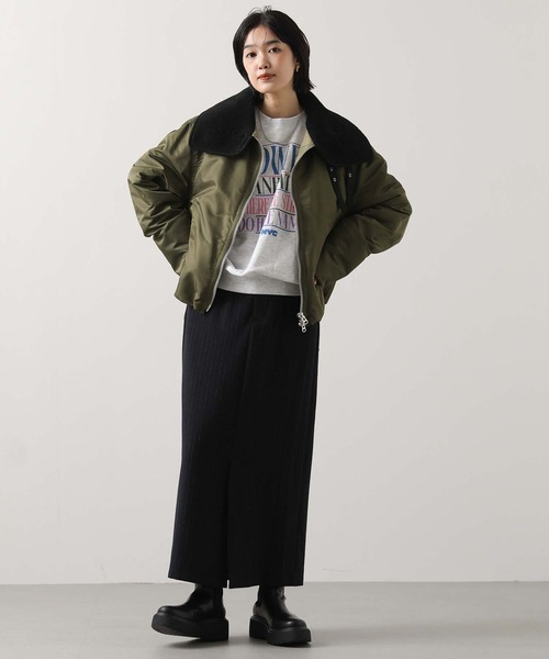 Munich（ミューニック）の「ボアカラーフライトブルゾン（ブルゾン・レディース・ブラック/カーキ・S）」の14枚目の写真