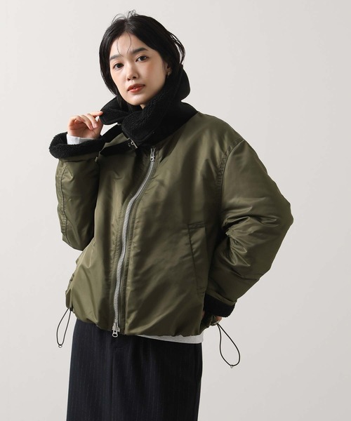 Munich（ミューニック）の「ボアカラーフライトブルゾン（ブルゾン・レディース・ブラック/カーキ・S）」の19枚目の写真