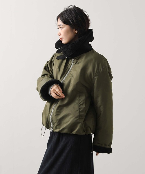 Munich（ミューニック）の「ボアカラーフライトブルゾン（ブルゾン・レディース・ブラック/カーキ・S）」の20枚目の写真