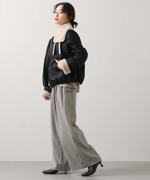 Munich（ミューニック）の「ボアカラーフライトブルゾン（ブルゾン・レディース・ブラック/カーキ・S）」の4枚目の写真