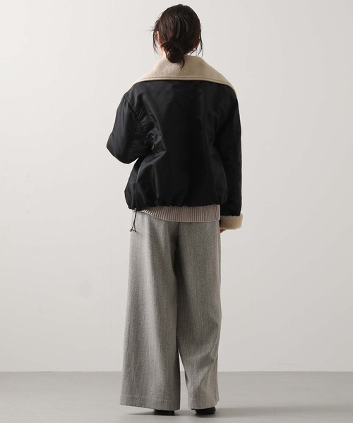 Munich（ミューニック）の「ボアカラーフライトブルゾン（ブルゾン・レディース・ブラック/カーキ・S）」の5枚目の写真