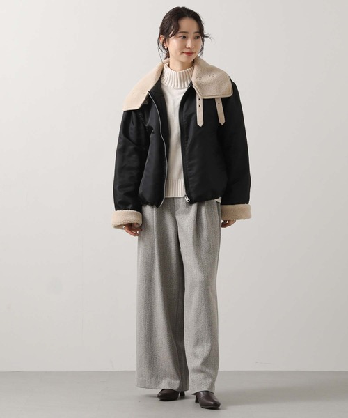 Munich（ミューニック）の「ボアカラーフライトブルゾン（ブルゾン・レディース・ブラック/カーキ・S）」の6枚目の写真