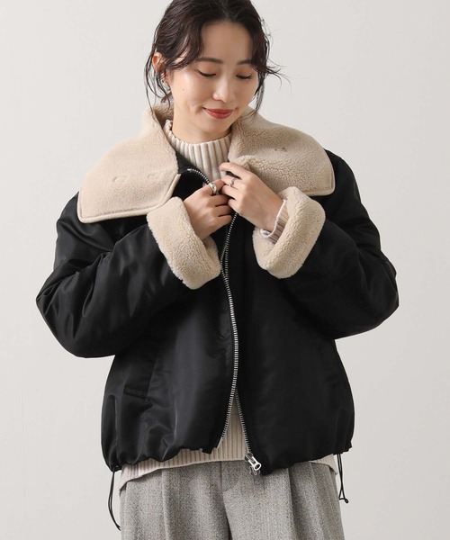 Munich（ミューニック）の「ボアカラーフライトブルゾン（ブルゾン・レディース・ブラック/カーキ・S）」の7枚目の写真