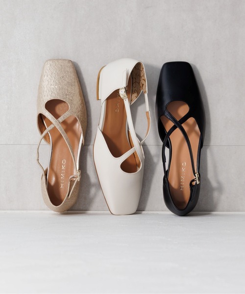 HIMIKO（ヒミコ）の「【HIMIKO】クロスベルトセパレートパンプス/661503（パンプス・レディース・ゴールド/ブラック/アイボリー・24.5cm/24.0cm/23.5cm/23.0cm/22.5cm/25.0cm/22.0cm/26.0cm/25.5cm）」の2枚目の写真