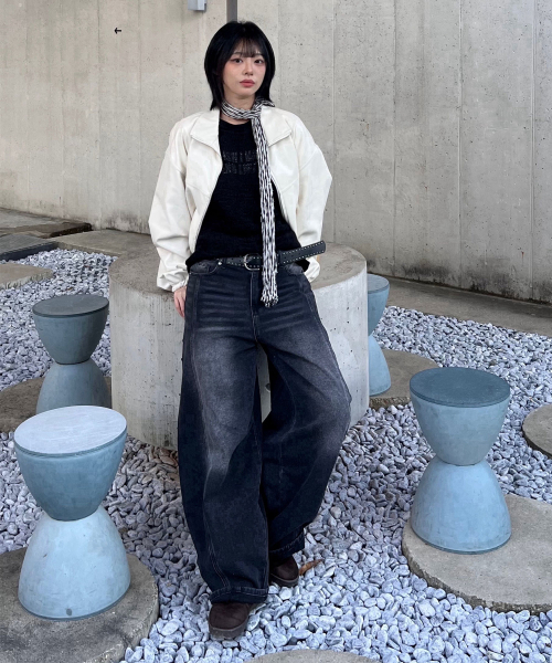 DAMISH(ダミシュ)の「クロスプリントカーブバルーンデニム_ブラック(デニムパンツ・レディース・ブラック・SMALL/MEDIUM/LARGE)」の10枚目の写真
