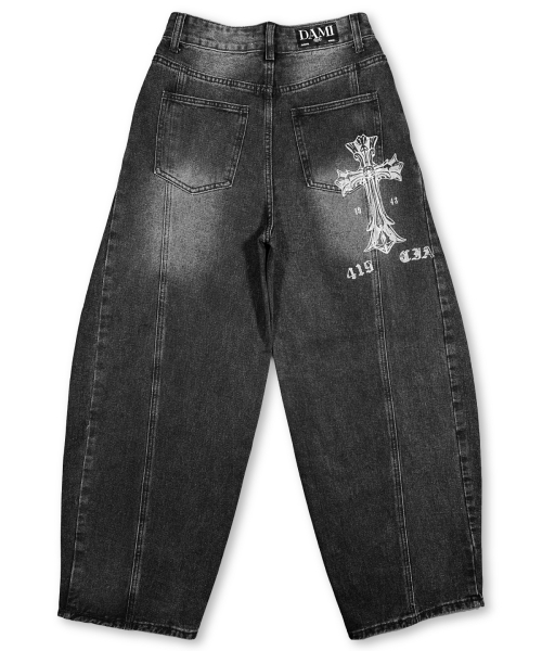 DAMISH(ダミシュ)の「クロスプリントカーブバルーンデニム_ブラック(デニムパンツ・レディース・ブラック・SMALL/MEDIUM/LARGE)」の11枚目の写真