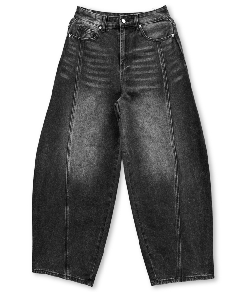 DAMISH(ダミシュ)の「クロスプリントカーブバルーンデニム_ブラック(デニムパンツ・レディース・ブラック・SMALL/MEDIUM/LARGE)」の12枚目の写真