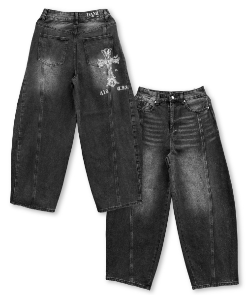DAMISH(ダミシュ)の「クロスプリントカーブバルーンデニム_ブラック(デニムパンツ・レディース・ブラック・SMALL/MEDIUM/LARGE)」の13枚目の写真