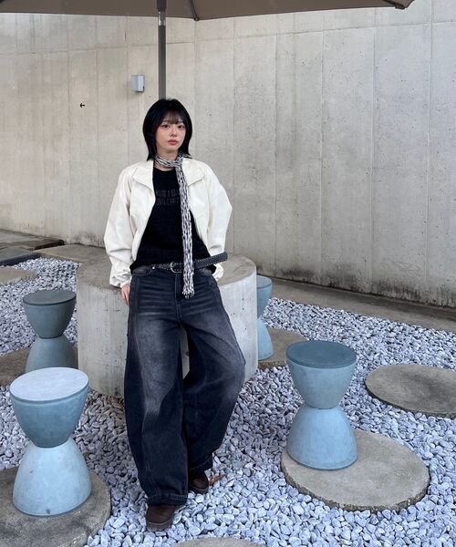 DAMISH(ダミシュ)の「クロスプリントカーブバルーンデニム_ブラック(デニムパンツ・レディース・ブラック・SMALL/MEDIUM/LARGE)」の8枚目の写真