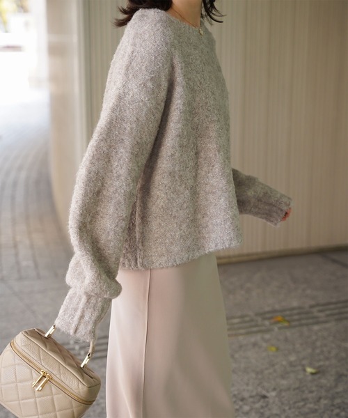 HUIT bouquet(ユイット)の「ラメフワニット トップス HUIT(ニット/セーター・レディース・ライトグレー/ベージュ系その他/モカ・M)」の13枚目の写真