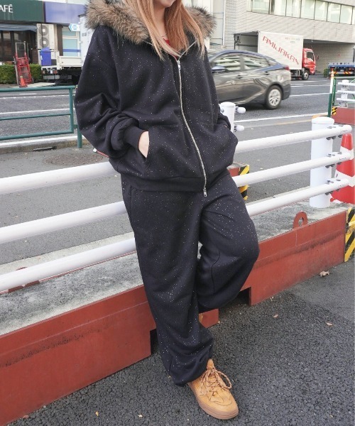 セール】【Bz】ラメボリュームファーZIPパーカー(RZ)（パーカー