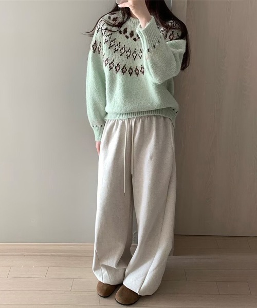 ReRe(リリ)の「ノルディック調ジャカードニットプルオーバー(ニット/セーター・レディース・グレー/ピンク/グリーン・FREE)」の19枚目の写真