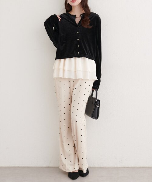 natural couture（ナチュラルクチュール）の「カットジョーゼットストレッチフレアヘムパンツ（その他パンツ・レディース・その他1/モカ/ブラック/アイボリー・FREE）」の7枚目の写真