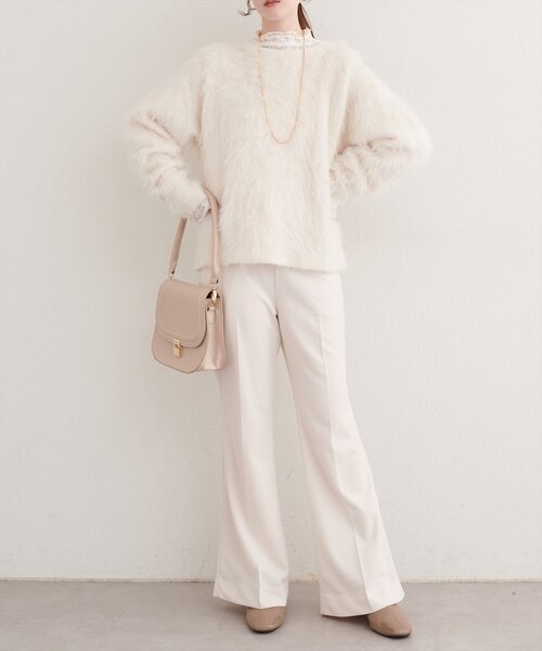 natural couture（ナチュラルクチュール）の「カットジョーゼットストレッチフレアヘムパンツ（その他パンツ・レディース・その他1/モカ/ブラック/アイボリー・FREE）」の16枚目の写真