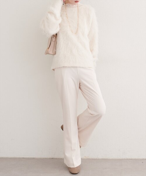 natural couture（ナチュラルクチュール）の「カットジョーゼットストレッチフレアヘムパンツ（その他パンツ・レディース・その他1/モカ/ブラック/アイボリー・FREE）」の17枚目の写真