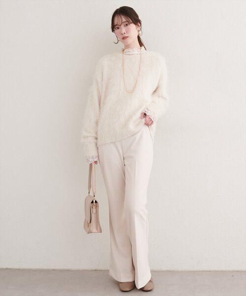 natural couture（ナチュラルクチュール）の「カットジョーゼットストレッチフレアヘムパンツ（その他パンツ・レディース・その他1/モカ/ブラック/アイボリー・FREE）」の18枚目の写真