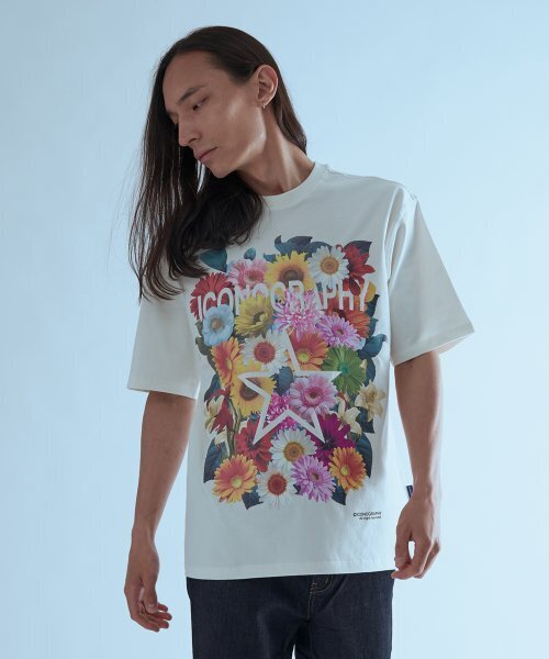 ICONOGRAPHY(アイコノグラフィー)の「SURREALISM MOVEMET FLOWER STAR WH(Tシャツ/カットソー・メンズ・ホワイト・MEDIUM/SMALL)」の1枚目の写真