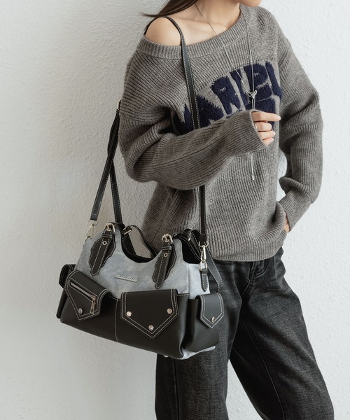 LA VORAGINE（ラ ヴォラジネ）の「アウトポケット配色バイカラー　2wayショルダーバッグ（ショルダーバッグ・レディース・ブラック/ワイン・FREE）」の10枚目の写真