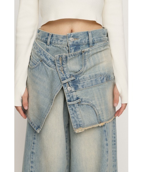 SLY(スライ)の「REMAKE ASYMMETRY L/W DENIM PT リメイク アシンメトリー ローウエスト デニムパンツ 冬服 春服(デニムパンツ・レディース・ブルー/ライトブルー・2/1/0)」の12枚目の写真