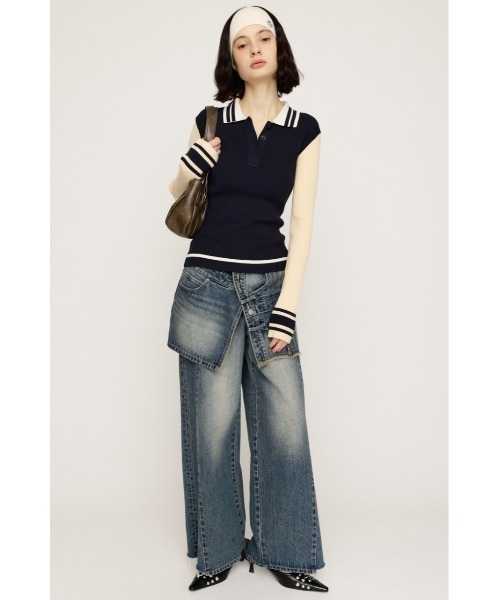 SLY(スライ)の「REMAKE ASYMMETRY L/W DENIM PT リメイク アシンメトリー ローウエスト デニムパンツ 冬服 春服(デニムパンツ・レディース・ブルー/ライトブルー・2/1/0)」の15枚目の写真