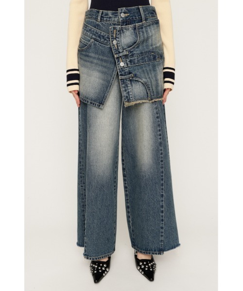 SLY(スライ)の「REMAKE ASYMMETRY L/W DENIM PT リメイク アシンメトリー ローウエスト デニムパンツ 冬服 春服(デニムパンツ・レディース・ブルー/ライトブルー・2/1/0)」の17枚目の写真