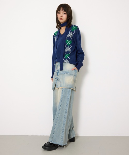 SLY(スライ)の「REMAKE ASYMMETRY L/W DENIM PT リメイク アシンメトリー ローウエスト デニムパンツ 冬服 春服(デニムパンツ・レディース・ブルー/ライトブルー・2/1/0)」の14枚目の写真